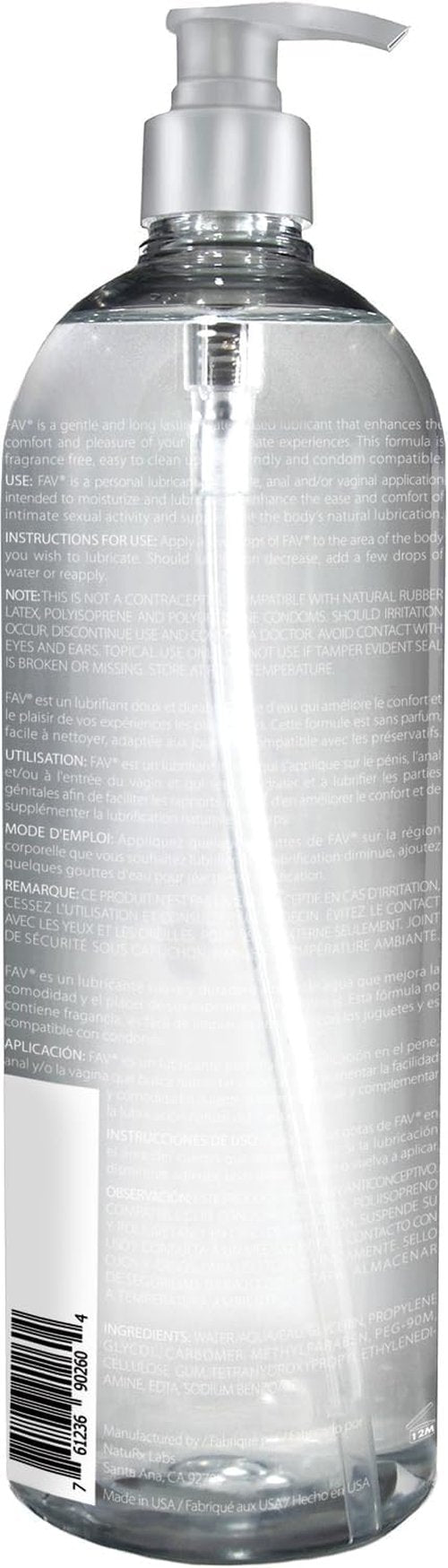 FAV Water-Based Luxury Personal Lubricant - Natural Feeling, Toy Friendly & Condom Safe | 33.5 Fl Oz