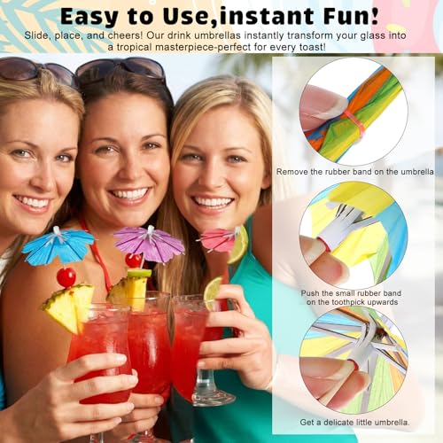 Colorful Cocktail Umbrellas 60Pcs Tropical Drink & Food Garnish Picks