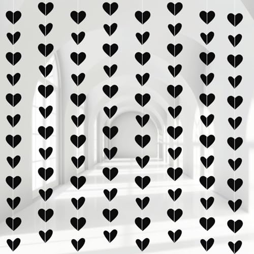 Black Heart Hanging Garland Gothic Party Decorations - 12 Pcs