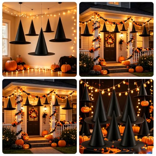 12PCS Halloween Witch Hat Decorations Hanging Party Props