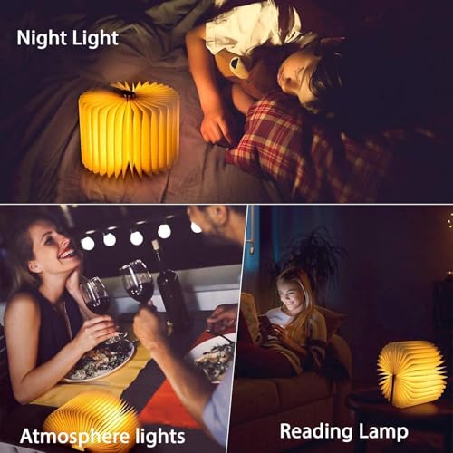 Wooden Book Lamp with 5-Color Lighting - Folding Book Light for Book Lovers Gifts