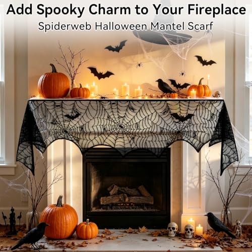Halloween Decorations Set with Spider Web Tablecloths and Bat Wall Stickers