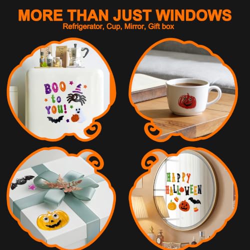 Halloween Window Gel Clings - 6 Sheets Flexible Stickers for Glass, Spooky Decor