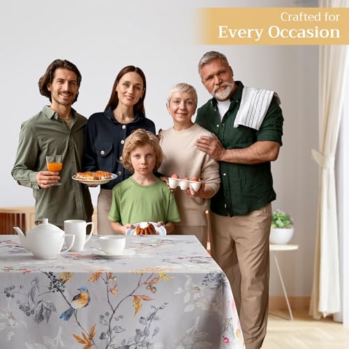 Maison d'Hermine Grey Equinoxe Tablecloth - 70x120 Inches, Reusable Cotton