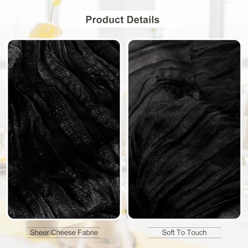 Black Cheesecloth Table Runner - 35x120 Inch, Pack of 6 - Elegant Table Decor