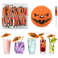 Halloween Pumpkin Cocktail Umbrellas - 100 Mini Food Picks for Drinks & Desserts