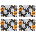 Rectangular Halloween Spooky Placemats Set of 4 - Embroidered Pumpkins & Bats, 13x19 Inch, Gothic Table Decorations for Parties