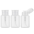 owlyee 5.3oz Nail Polish Remover Bottle, Push Down Pump Alcohol Dispenser, Empty Makeup Acetone Containers (3PCS, Clear)