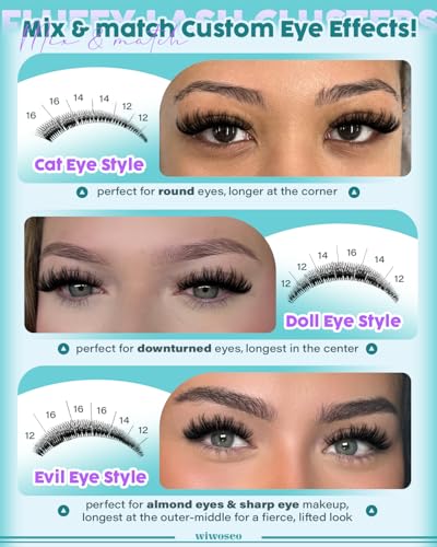 Fluffy Lash Clusters 12-16mm Wispy C Curl False Eyelash Extensions - B-Fluffy Variation