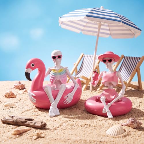 Halloween Skeleton Couple Figurines on Pool Float - Summer Vacation Variation