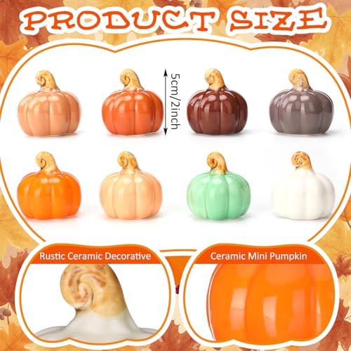Mini Ceramic Pumpkin Decor Set - Fall Tabletop Accents, 2 Inch
