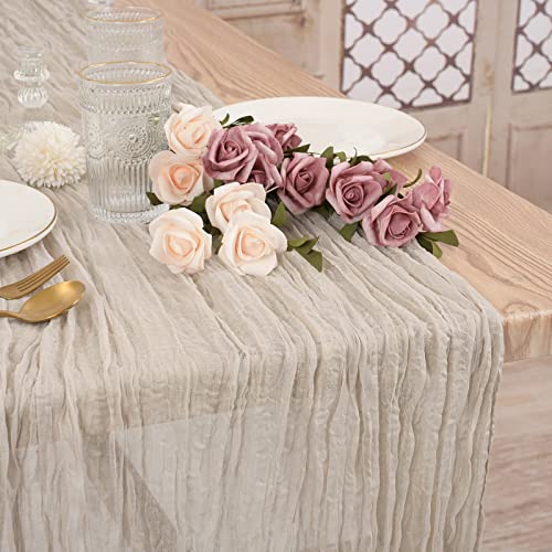 Rose Brown Cheesecloth Table Runner - 6 Pack, 35x120 Inches, Wedding Decor