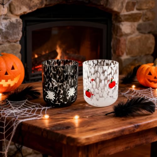 Halloween Juice Glasses Set - 14oz Pumpkin & Spider Design, 2 Pcs