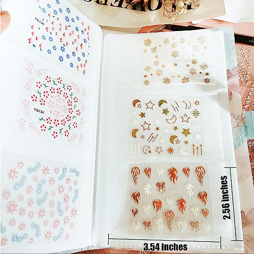 102 Sheets Nail Art Stickers & Storage Book Set - 5200+ Designs, 3D Rhinestones, Floral & Gold Decals for DIY Manicure