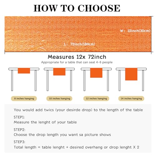 Orange Sequin Table Runner Set - 6 Pieces 12x72 Inches for Party & Wedding Decor