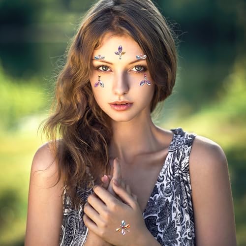 Multicolored Face Gems Stickers Set for Face Body DIY Festival Party