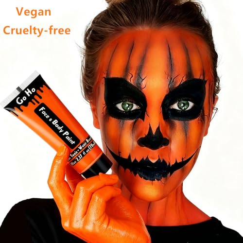 Washable Orange Face & Body Paint for Halloween - 2.37oz - Safe & Non-Toxic | Variation: Orange