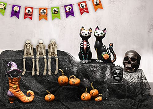 Halloween Skeleton Figurines Set - No Evil Yoga Skeleton Decor - Spooky Home Decor