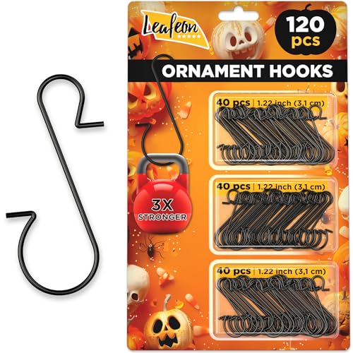 Leafeon Black Christmas Ornament Hooks 120 Pack - S-Shaped Tree Hangers