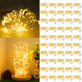 Warm White 50 Pack Battery Operated Fairy Lights 7ft 20 LEDs Waterproof Silver Wire for Weddings & Parties