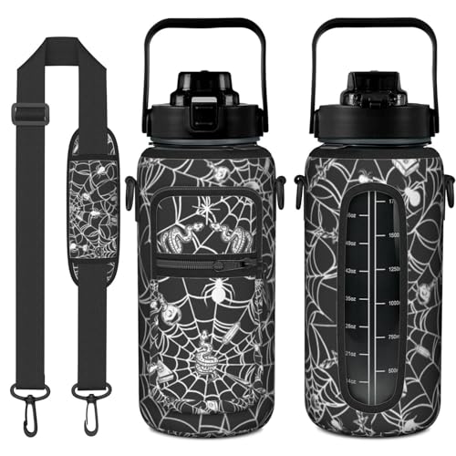 Spider Web Snake Half Gallon Water Bottle with Sleeve - 64 OZ - Witchy Gift