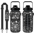 Spider Web Snake Half Gallon Water Bottle with Sleeve - 64 OZ - Witchy Gift