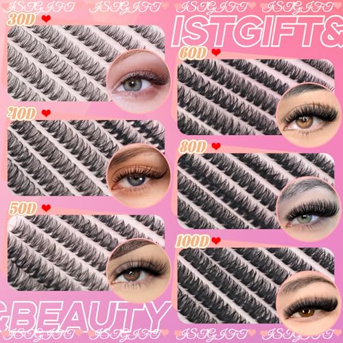 Lash Clusters Kit D Curl Natural Wispy Eyelashes with 20D-80D Variations - DIY Extensions