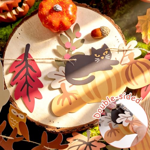 Halloween Fall Decorations - 2PCS Ghost & Pumpkin Banner Set Black Silver Gold Variation