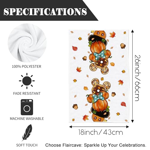 Fall Kitchen Towels Set - 4 Decorative Pumpkin Autumn Dish Towels 26x18 Inches