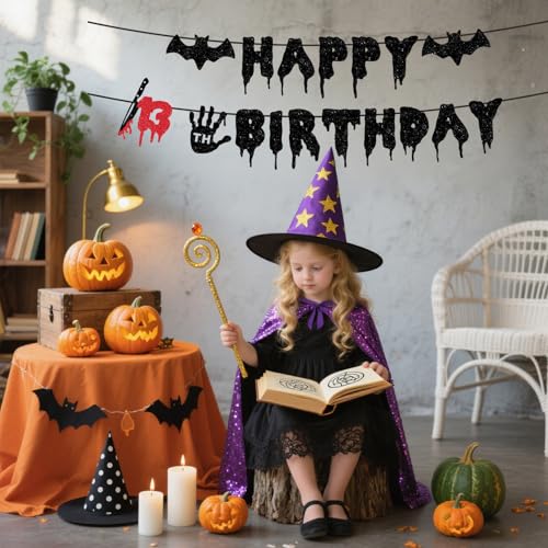 Halloween Killer 13th Birthday Banner - Spooky Zombie Bloody Horror Decor