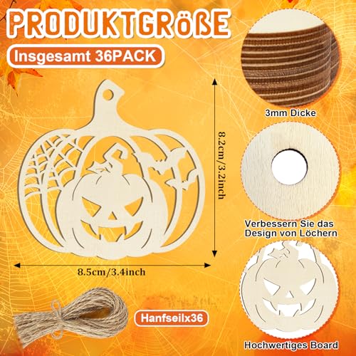 Halloween Pumpkin Wooden Ornaments Set - Unfinished DIY Harvest Fall Decor - Large Variation