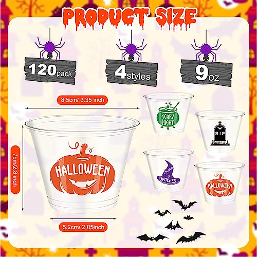 9 oz Halloween Disposable Cups - Vivid Witch and Pumpkin Design, 80 Pack - Cute Style