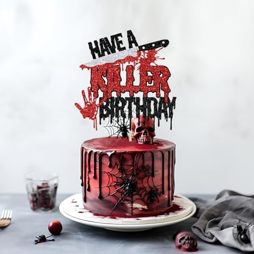 Halloween Zombie Vampire Cake Topper - Horror Party Decoration, 7 Inch Glitter Cake Decor