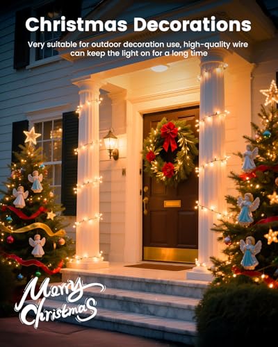 Minetom Clear Christmas String Lights 3 Pack 20 Feet 100 LED Warm White - Indoor Outdoor Decor