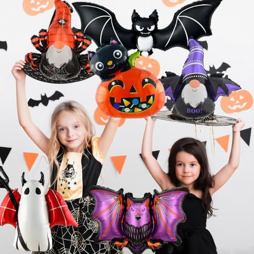 Halloween Foil Balloons Set for Party Decorations Indoor Outdoor Ghost Bat Pumpkin