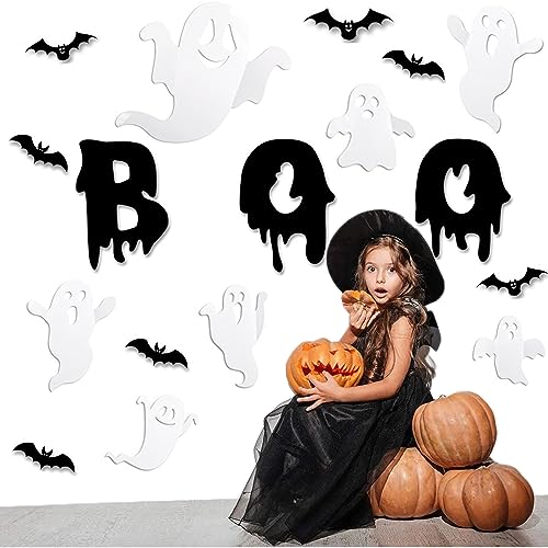 Halloween Wall Decor Ghost & Bat Stickers 3D Window Decals - Halloween1