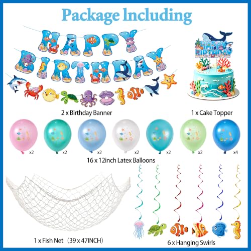 Ocean Birthday Party Decorations Kit for Boys and Girls - Undersea Theme