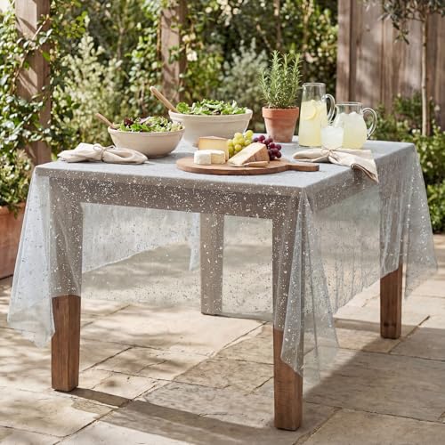 Horaldaily Grey Silver Rectangular Tablecloth 60x120 Inch for Home Dining