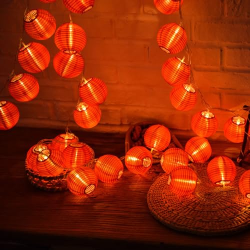 Red Lantern String Lights 33ft 100 LEDs with Remote Control - Festive Decor - Variation of THIS listing
