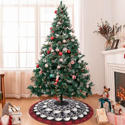 Halloween Skull Christmas Tree Skirt - Medium 36 Inch Farmhouse Holiday Decor