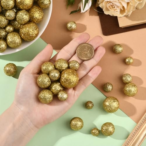 Gold Foam Glitter Balls Vase Filler Set - 160pcs Decorative Table Scatter
