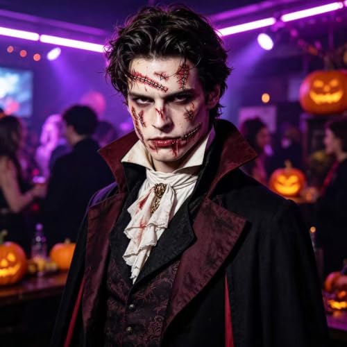 Fake Scar & Bloody Wound Temporary Tattoos - Halloween Horror Makeup Stickers - 25 Sheets