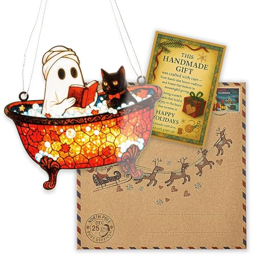 Ghost03 Halloween Christmas Ornament - Spooky Ghost Reading - White Elephant Gift