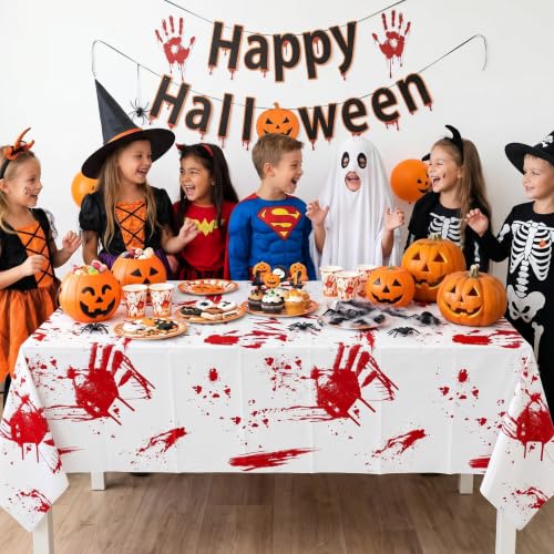 Bloody Handprint Tablecloth 54x108 Inches - Halloween Horror Party Cover - Handprints Variation