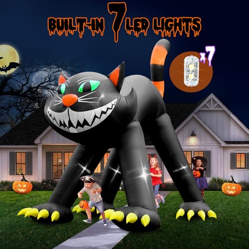 14FT Giant Halloween Inflatable Black Cat with LED Lights - Outdoor Yard Decoration, Indoor Party Supplies - Variation of THIS listing