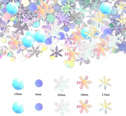 Snowflake Confetti - 1500pcs Silver Laser Snowflakes for Winter Wedding Birthday Party