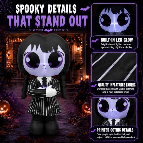 5ft Halloween Inflatable Witch Decoration with LED Lights for Yard & Party