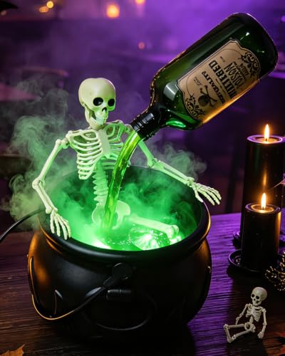 Halloween Floating Cauldron with Skeleton & Mist Effects - Indoor Decoration