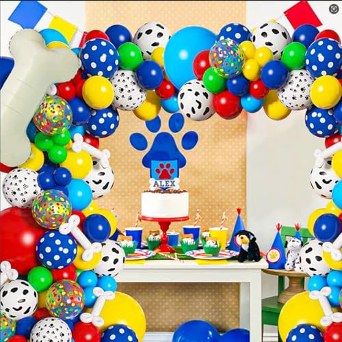Paw Balloons Garland Kit with Dog Bone & Paw Print Balloons for Paw Themed Birthday Party