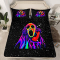 Feelyou Blacklight Horror Skull Bed Cover Set Full Halloween Glowing Bedding with Pillowcases - Horror Face Decor
